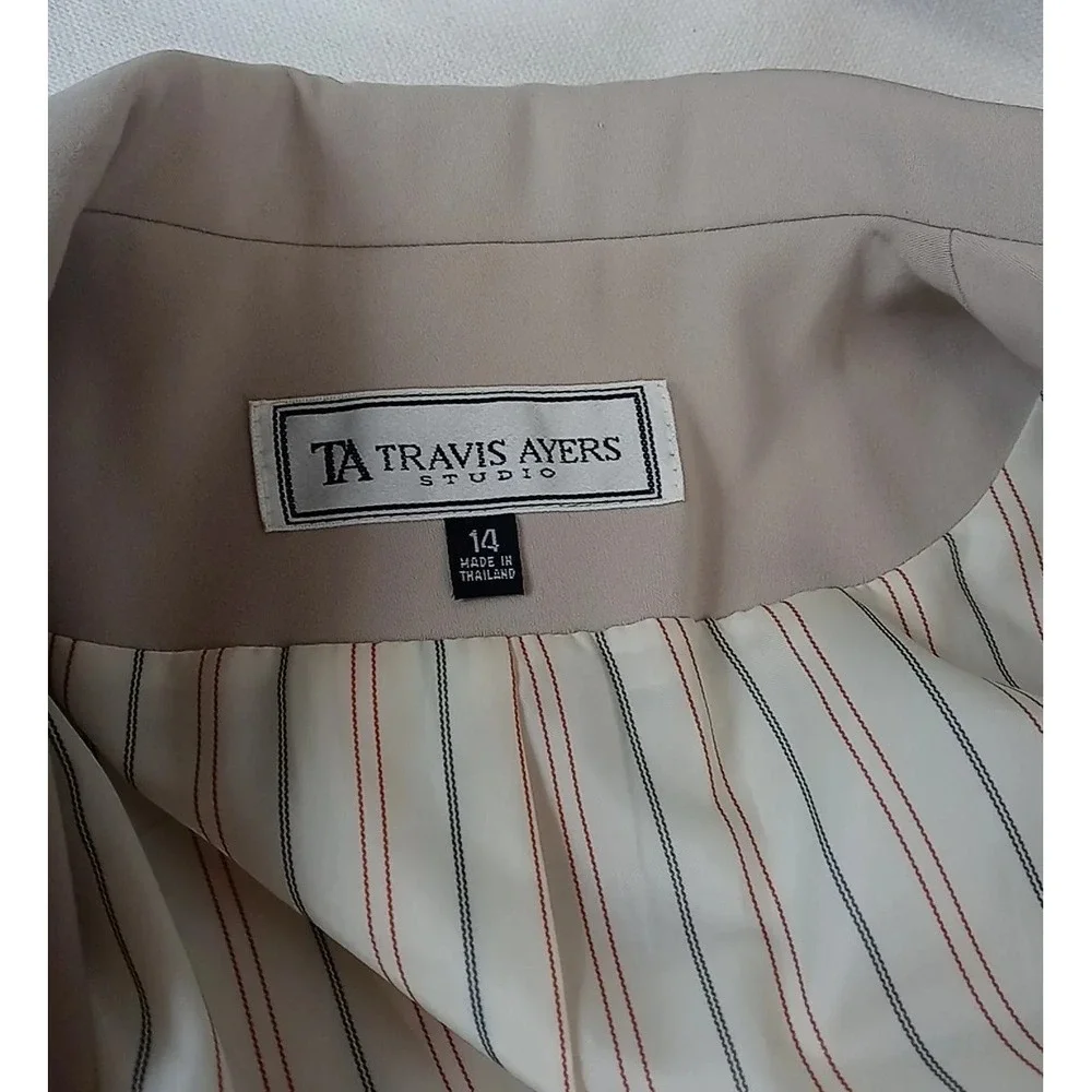 Vintage Travis Ayers Blazer Womens Size 14 Suit Jacket Tan Dress Jacket‎